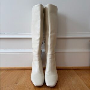 White Tall Leather Boots Sam Edelman Leigh 9
